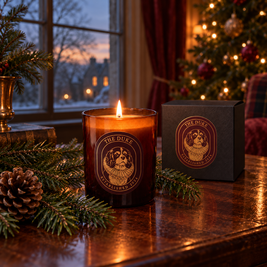 The Duke Christmas Tree geurkaars met zwarte geschenkverpakking